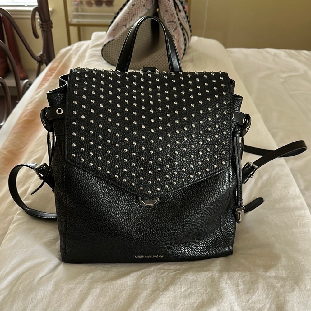 Michael Kors Black Studded Leather Backpack